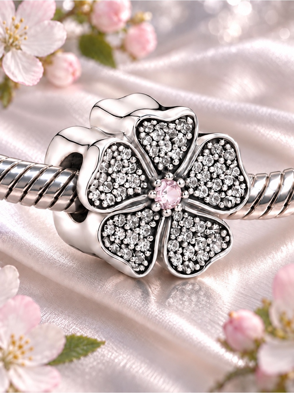 Apple Blossom Sparkling Flower Charm